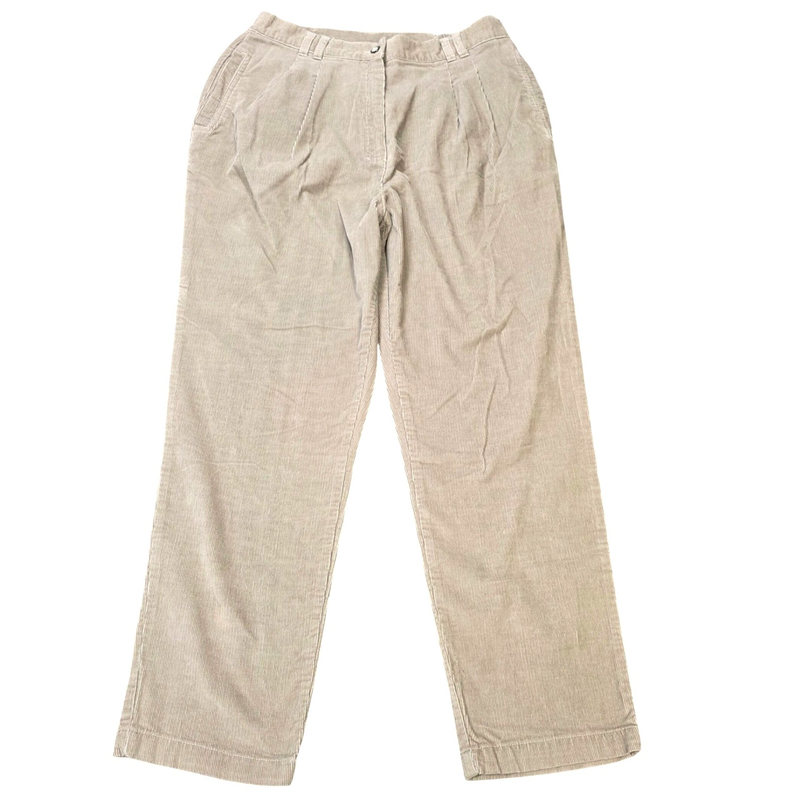 Vintage Cabin Creek Corduroy Pleated Pants Women's Size 12p Tan Straight Leg
